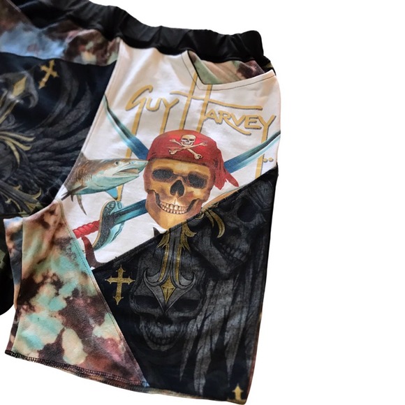 1 of 1 reworked shorts, elastic waistband 32”-38” skulls, reworked shorts - Picture 3 of 8